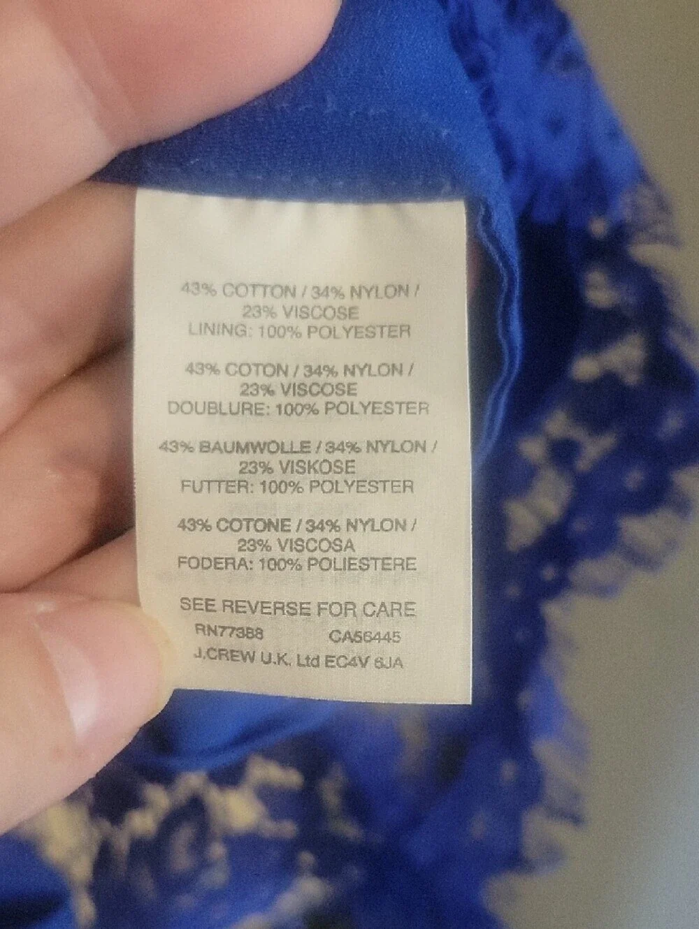 J. Crew Sz2 Cobalt Lace Overlay lined Camisole with Racerback cord strap